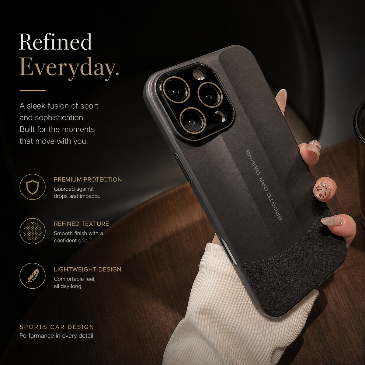 Premium iPhone Case Matte Leather Hard Shell Camera Lens Protection Anti Scratch Anti Fingerprint Non Slip Lightweight Dustproof Slim Protective Cover