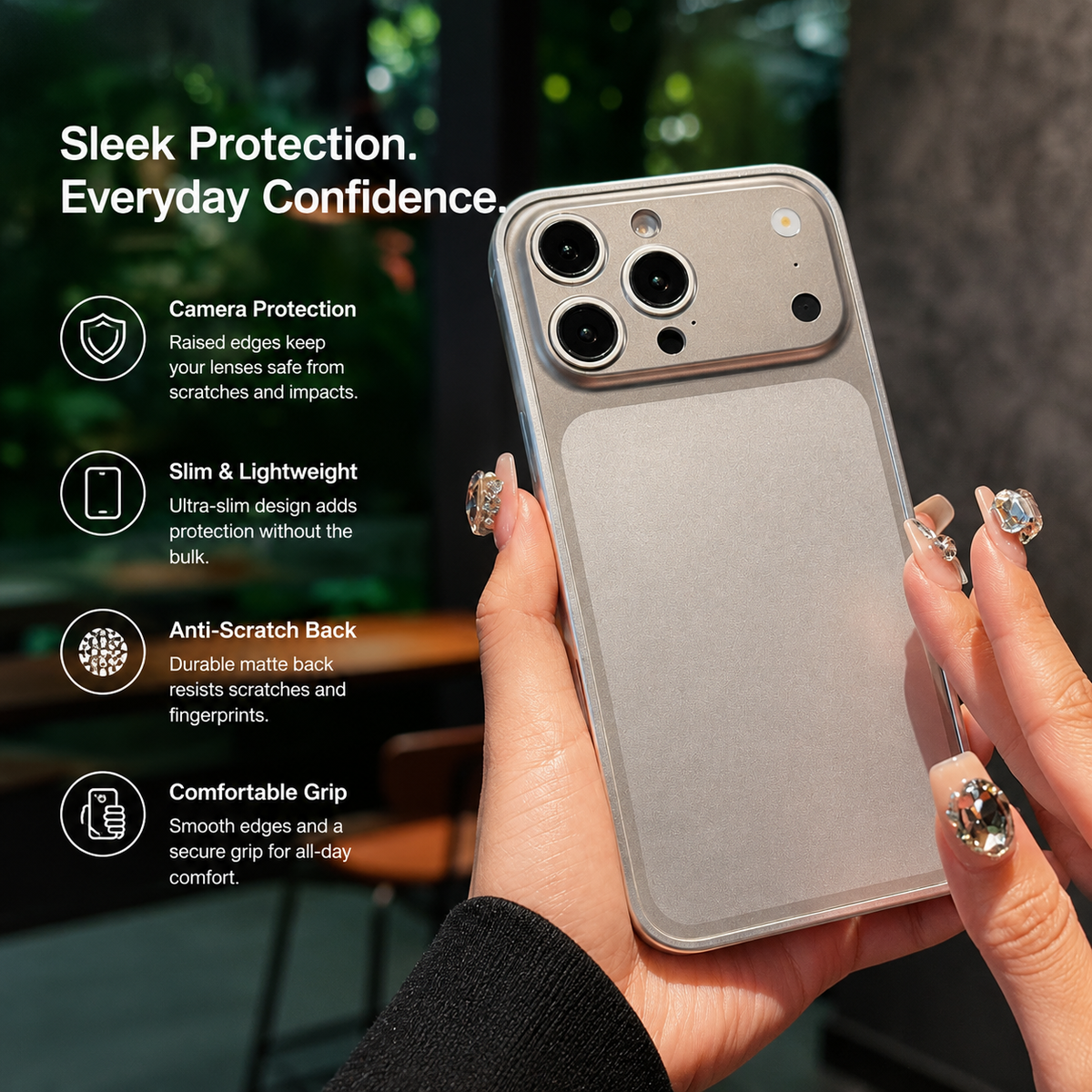 Premium iPhone Case Metal Alloy Frame Slim Matte Protective Cover Anti Scratch Anti Fingerprint Dustproof Non Slip Lightweight Half Wrapped Hard Back