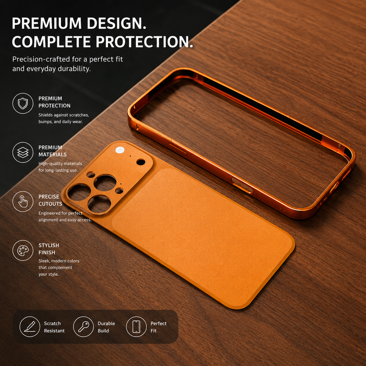 Premium iPhone Case Metal Alloy Frame Slim Matte Protective Cover Anti Scratch Anti Fingerprint Dustproof Non Slip Lightweight Half Wrapped Hard Back