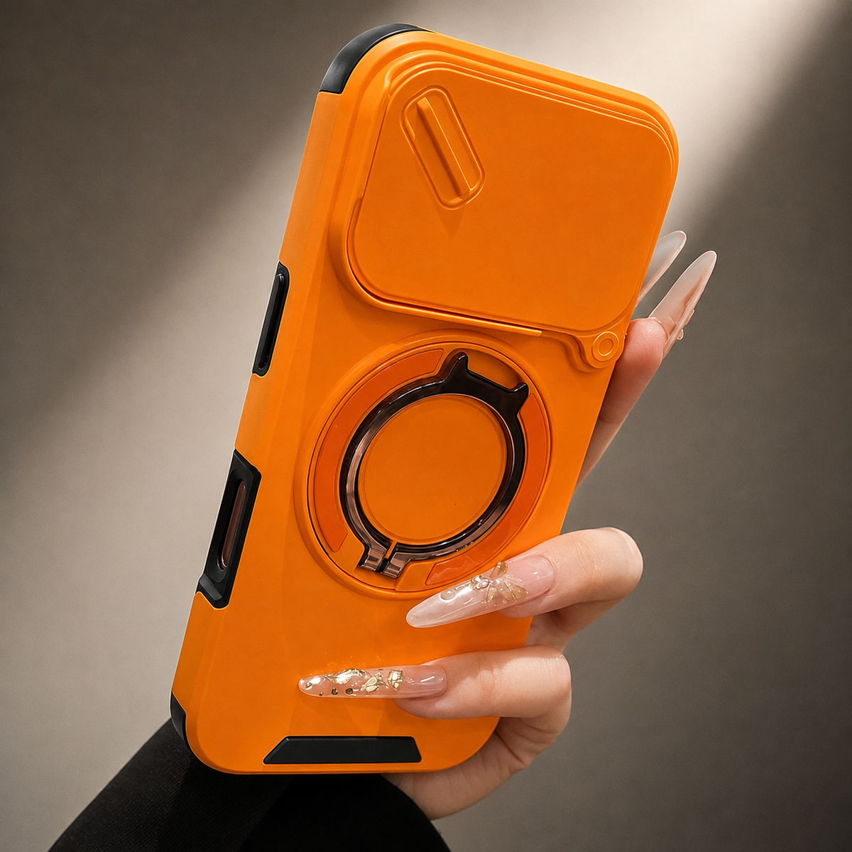 Premium iPhone Case Military Armor Magnetic Ring Cover with 360° Rotating Folding Stand Full Lens Protection Dual-Layer Shockproof Design