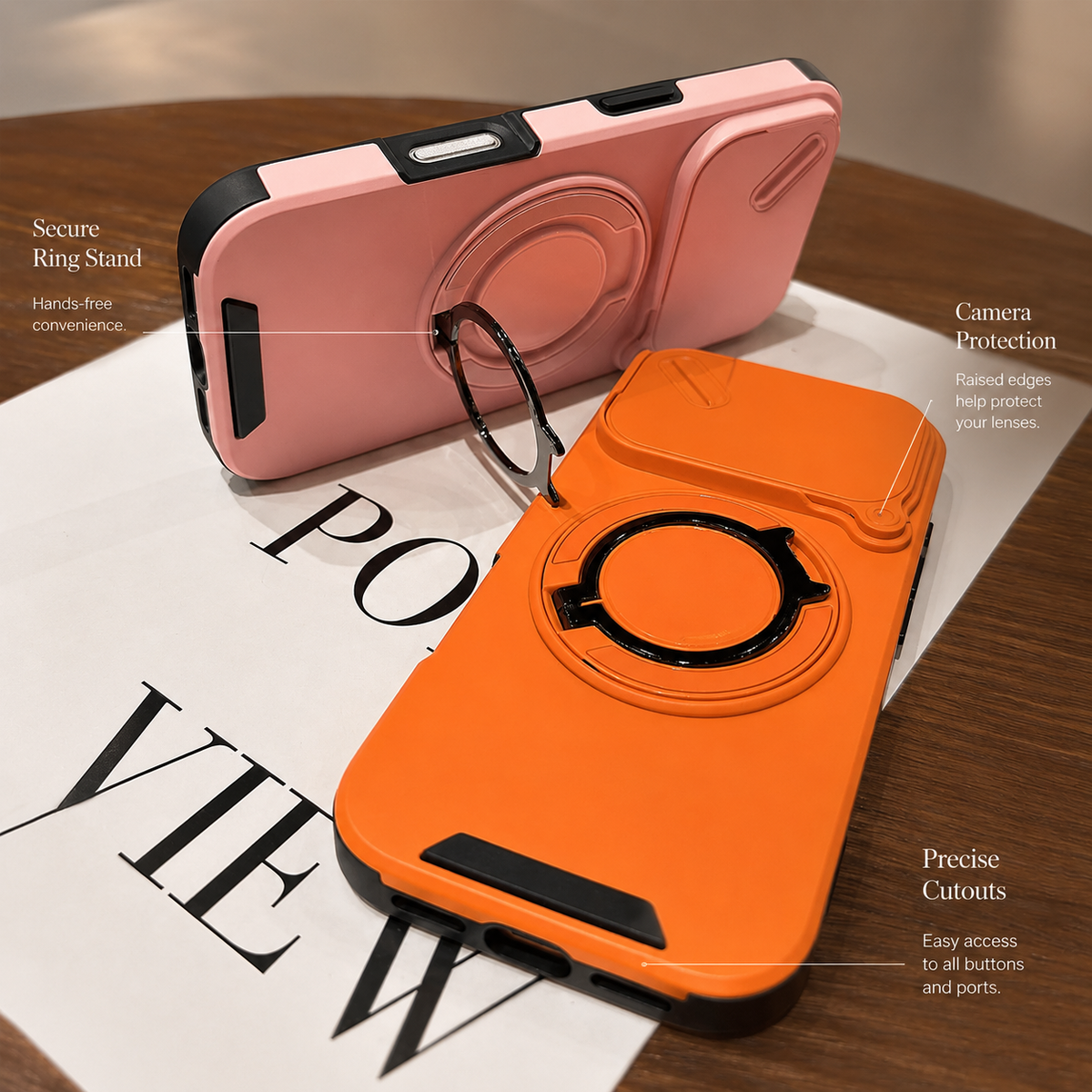 Premium iPhone Case Military Armor Magnetic Ring Cover with 360° Rotating Folding Stand Full Lens Protection Dual-Layer Shockproof Design