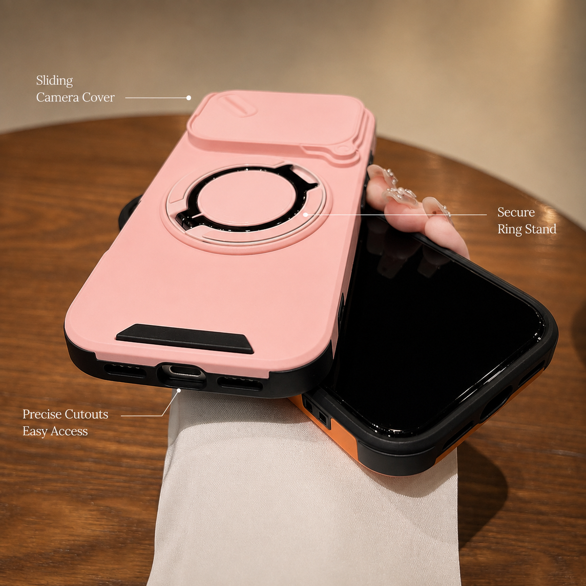 Premium iPhone Case Military Armor Magnetic Ring Cover with 360° Rotating Folding Stand Full Lens Protection Dual-Layer Shockproof Design