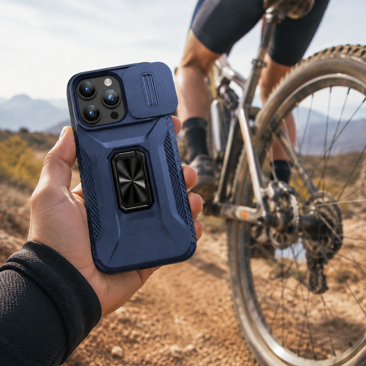 Premium iPhone Case Military Grade Shockproof Anti Slip Magnetic Slide Camera Cover Rotary Stand PC TPU Heavy Duty Protective Full Coverage Case
