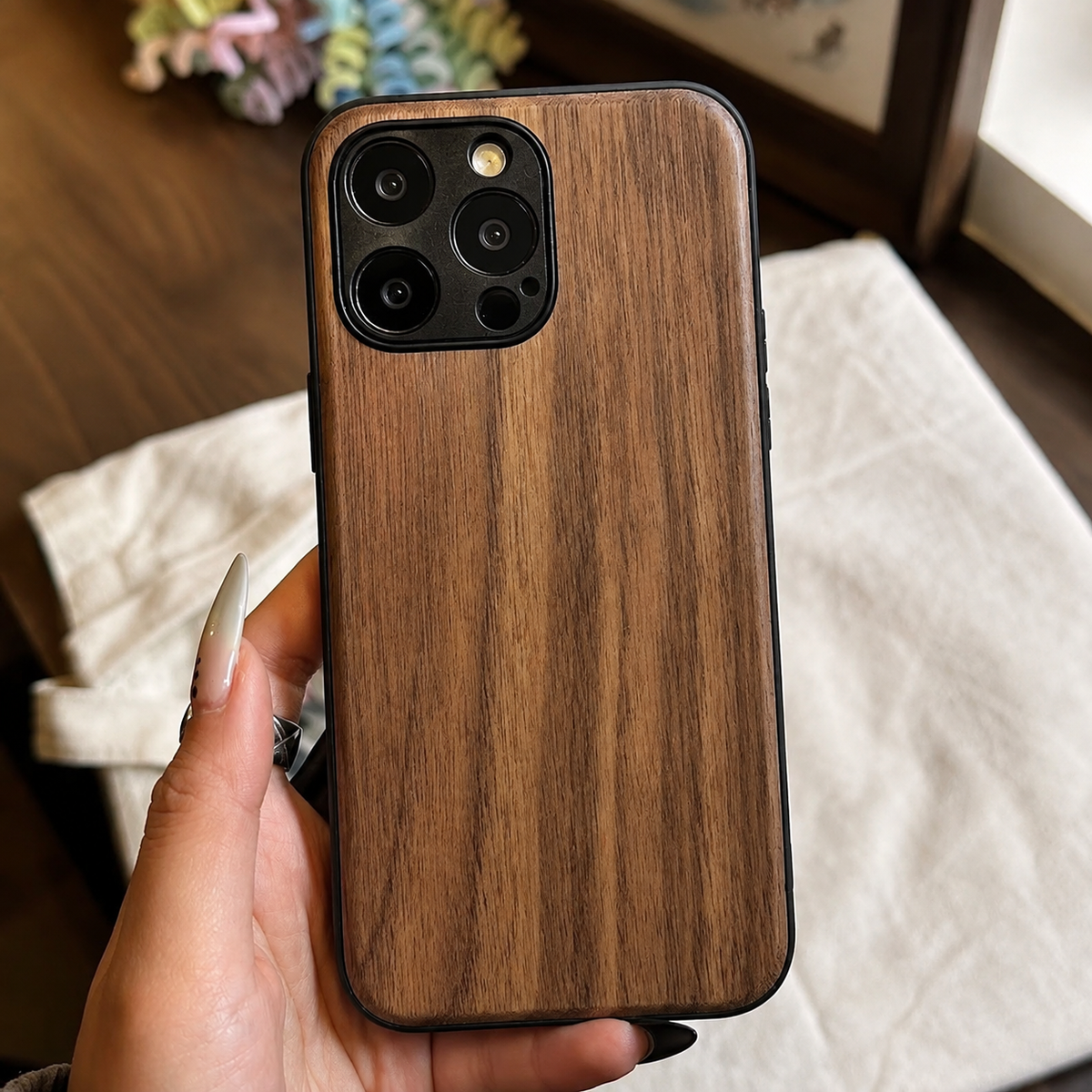 Premium iPhone Case Natural Walnut Wood Magnetic Protective Cover TPU PC Shockproof Anti Scratch Slim Full Coverage Non Slip Handmade Design