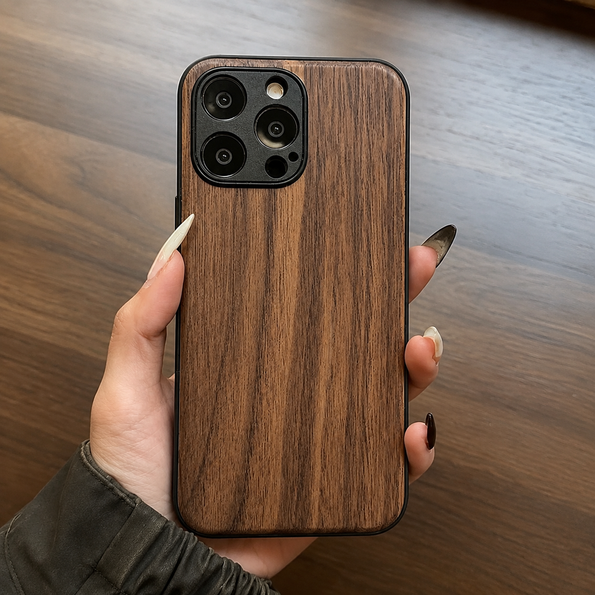 Premium iPhone Case Natural Walnut Wood Magnetic Protective Cover TPU PC Shockproof Anti Scratch Slim Full Coverage Non Slip Handmade Design