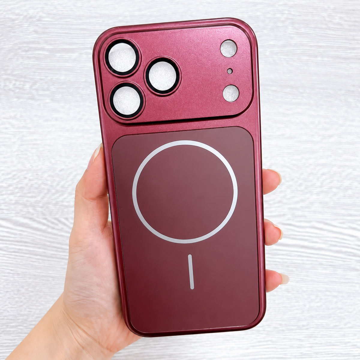 Premium iPhone Case New Metal Color MagSafe Magnetic Large Window Plating Hard PC Shockproof Anti Drop Slim Durable Protective Phone Cover Shell Case