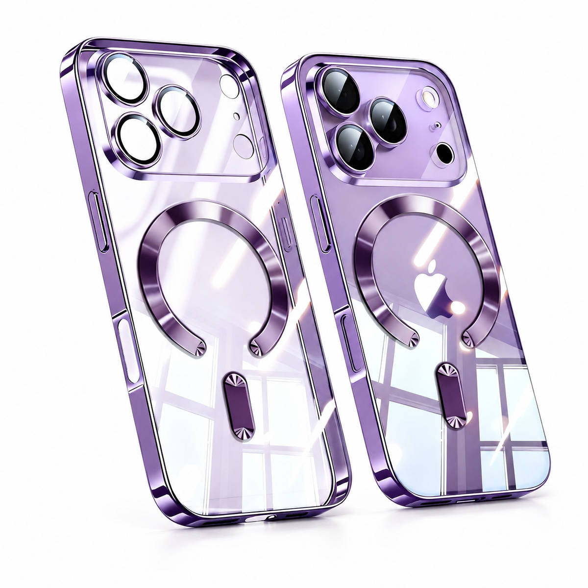 Premium iPhone Case Orange Magnetic Clear TPU Cover with Plated Edge Soft Shockproof Protective Design Wireless Charging Compatible Slim Business Style