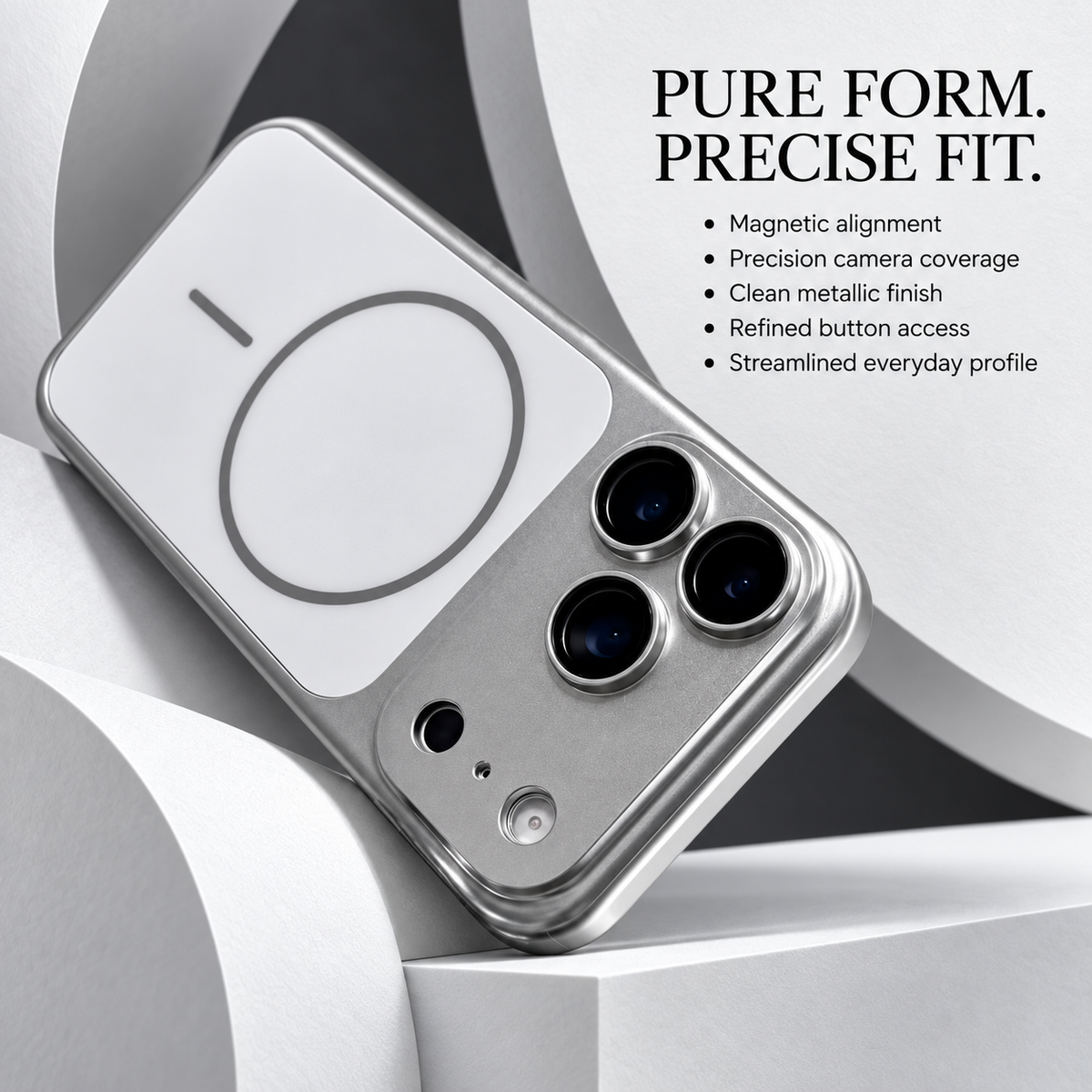 Premium iPhone Case Original Metal Color MagSafe Magnetic Large Window Plating Rugged Hard PC Shockproof Anti Drop Slim Durable Protective Phone Cover Case