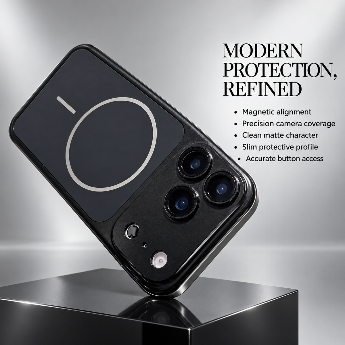 Premium iPhone Case Original Metal Color MagSafe Magnetic Large Window Plating Rugged Hard PC Shockproof Anti Drop Slim Durable Protective Phone Cover Case