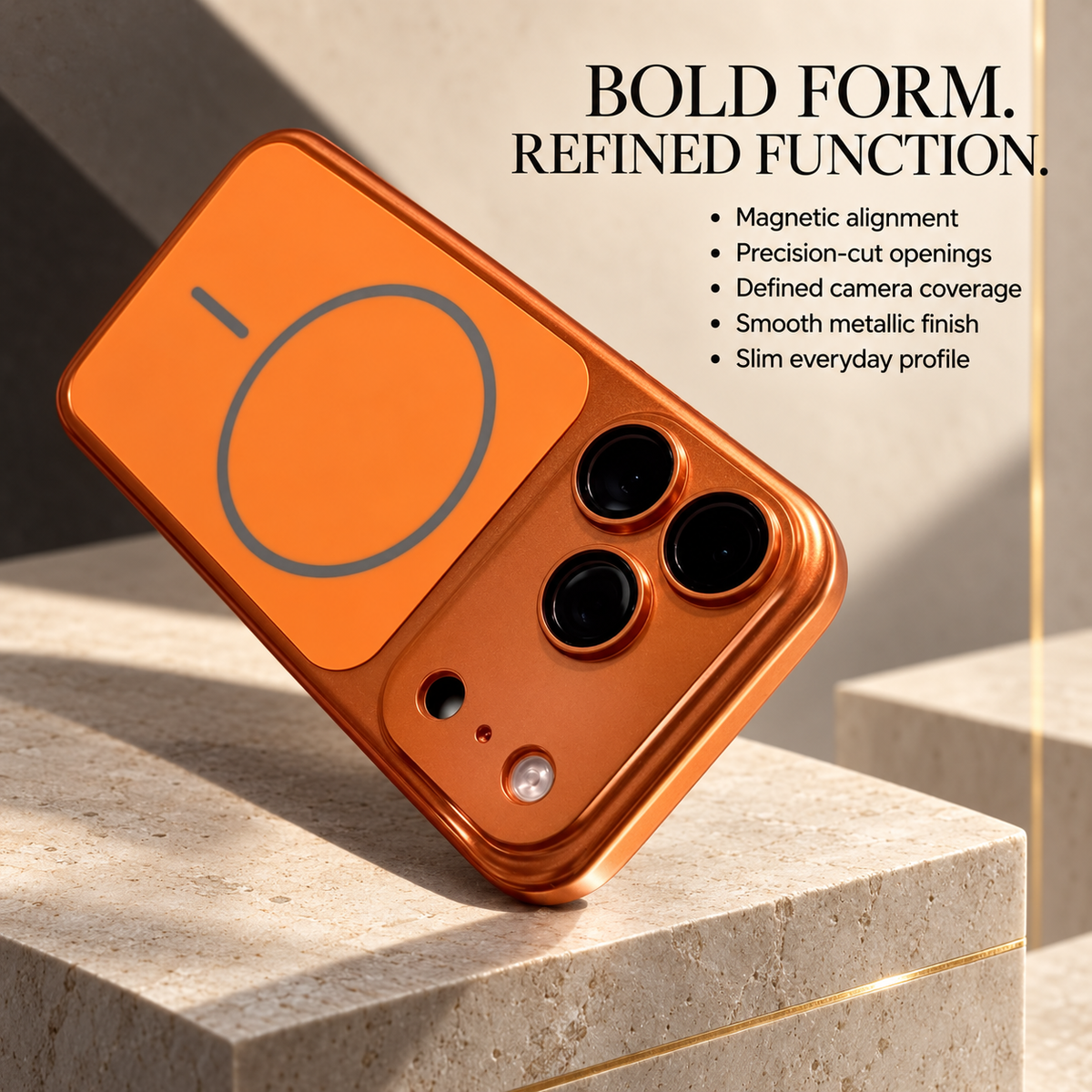 Premium iPhone Case Original Metal Color MagSafe Magnetic Large Window Plating Rugged Hard PC Shockproof Anti Drop Slim Durable Protective Phone Cover Case