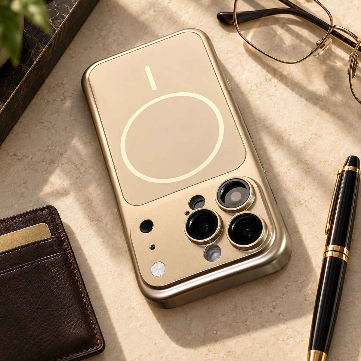 Premium iPhone Case Original Metal Color MagSafe Magnetic Large Window Plating Rugged Hard PC Shockproof Anti Drop Slim Durable Protective Phone Cover Case