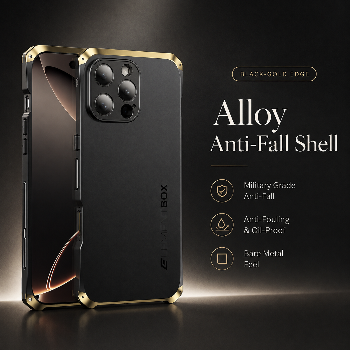 Premium iPhone Case PC Aluminum Alloy Full Coverage Shockproof Anti Scratch Dustproof Washable Non Slip Lightweight Protective Shell Slim Design