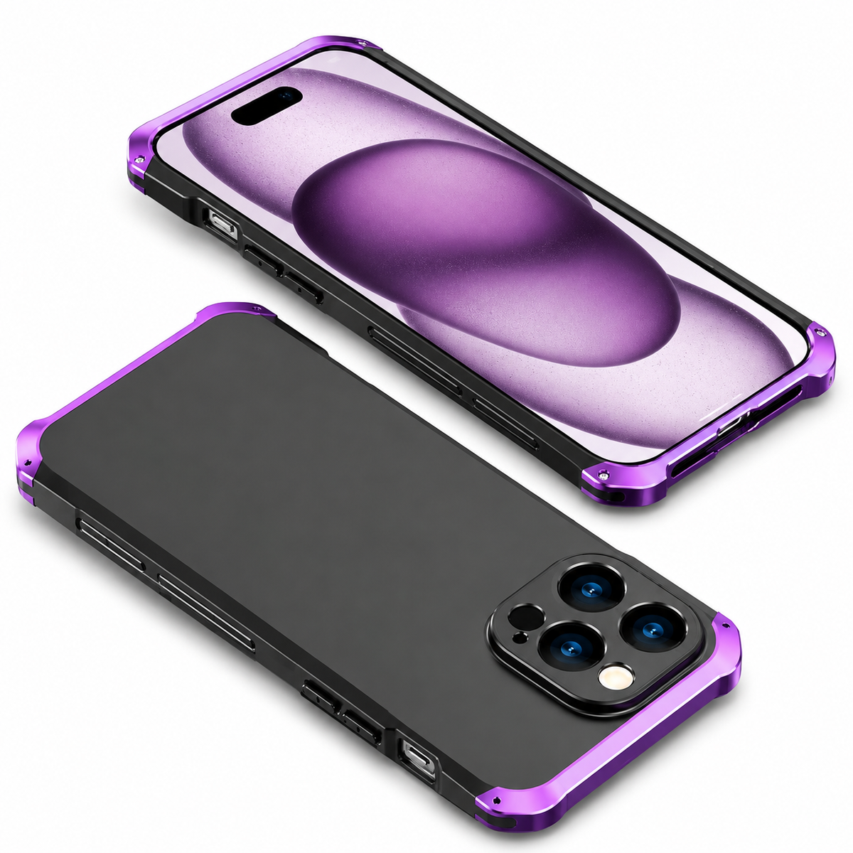 Premium iPhone Case PC Aluminum Alloy Full Coverage Shockproof Anti Scratch Dustproof Washable Non Slip Lightweight Protective Shell Slim Design