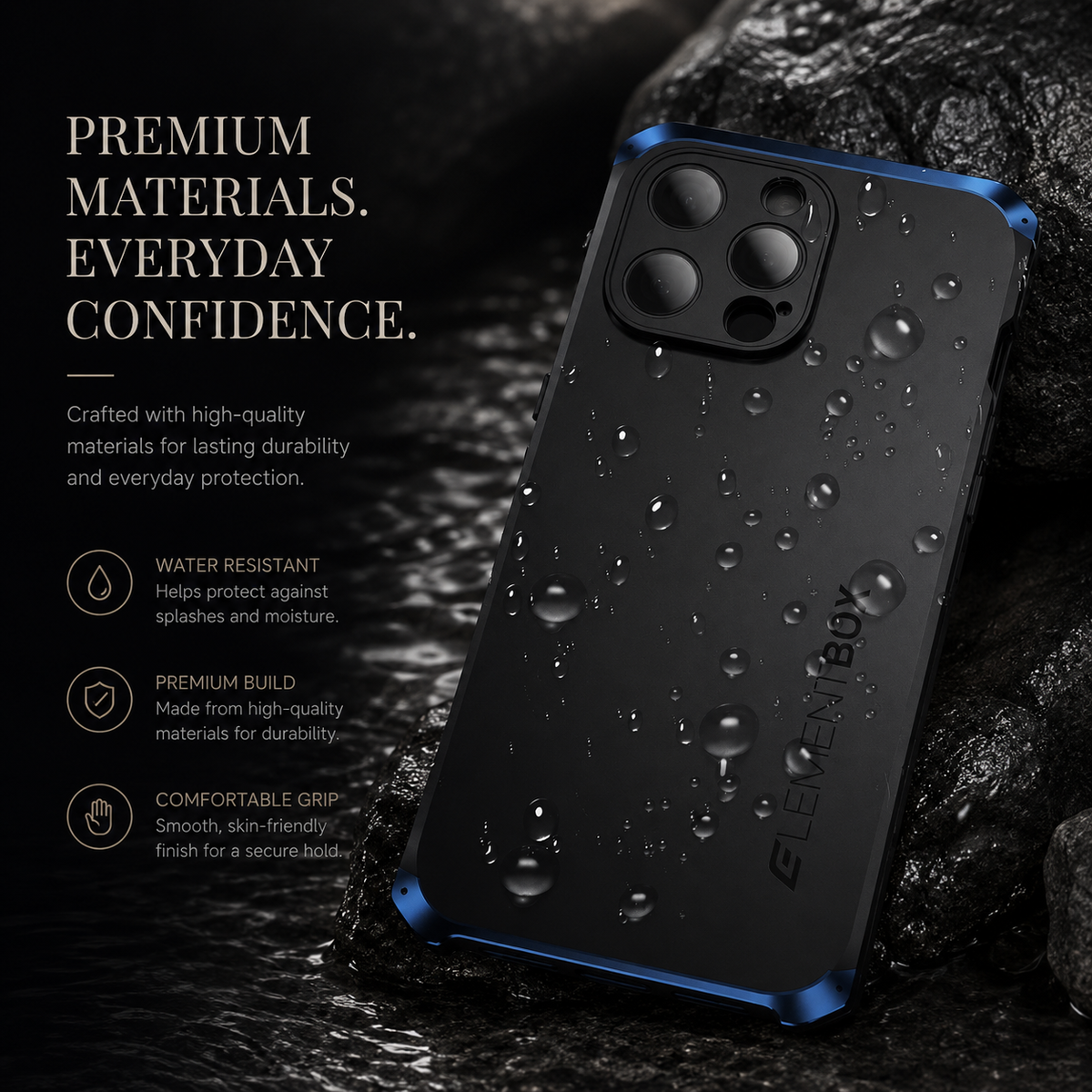 Premium iPhone Case PC Aluminum Alloy Full Coverage Shockproof Anti Scratch Dustproof Washable Non Slip Lightweight Protective Shell Slim Design