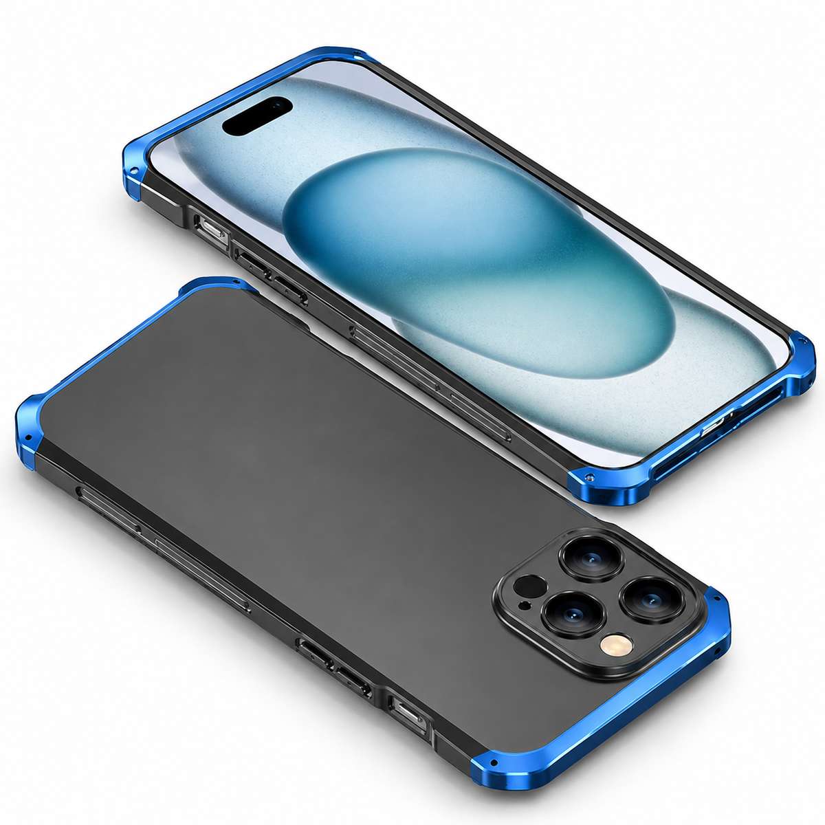 Premium iPhone Case PC Aluminum Alloy Full Coverage Shockproof Anti Scratch Dustproof Washable Non Slip Lightweight Protective Shell Slim Design