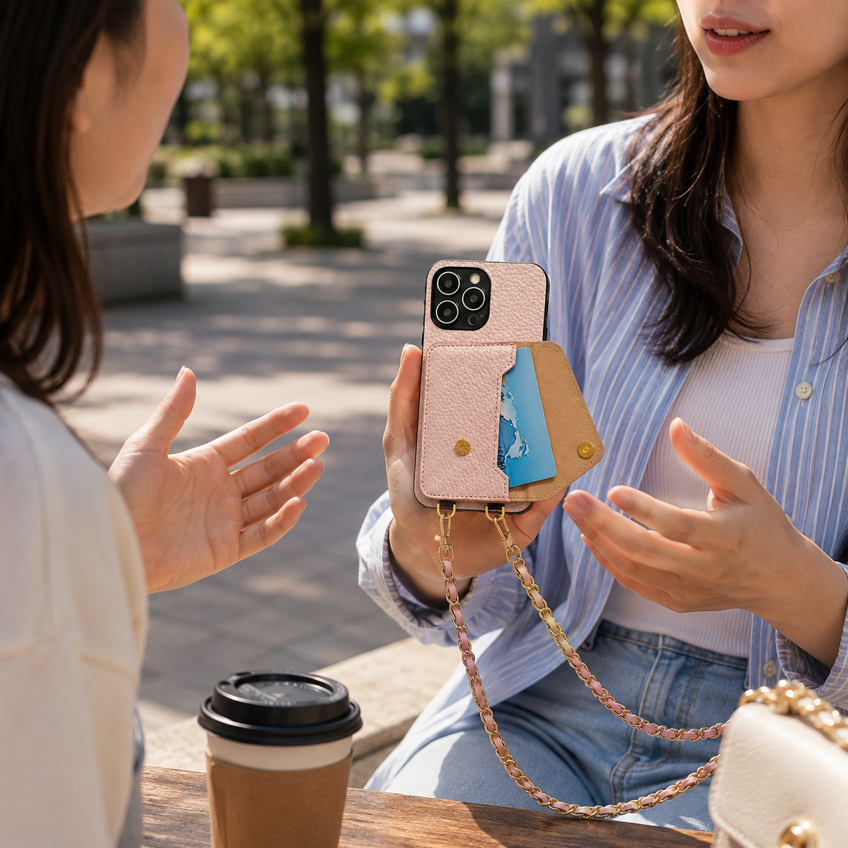 Premium iPhone Case PU Leather Crossbody Wallet Card Holder Detachable Chain Strap Lanyard Full Coverage Shockproof Anti Scratch Non Slip Slim Fit Use