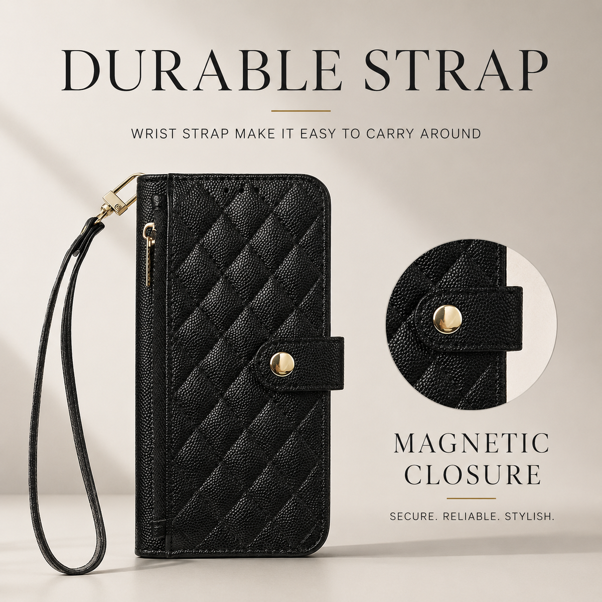 Premium iPhone Case PU Leather Crossbody Wallet Card Holder Lanyard Strap Anti Scratch Non Slip Protective Cover Slim Portable Everyday Carry & Design