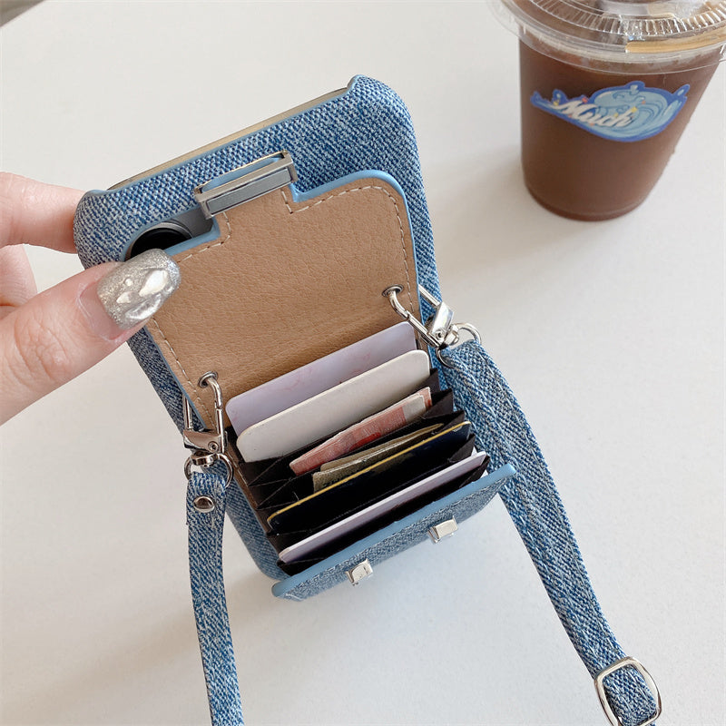 Premium iPhone Case PU Leather Wallet Crossbody Flip Cover Card Pocket Shoulder Strap Magnetic Closure Shockproof Full Coverage Slim Design