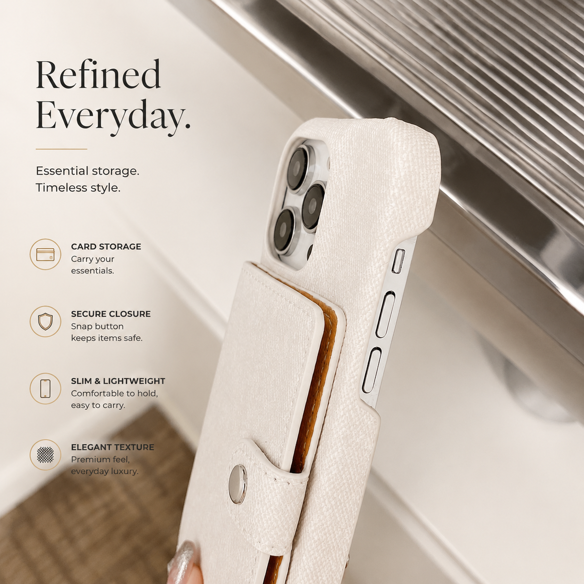 Premium iPhone Case PU Leather Wallet Crossbody Flip Cover Card Pocket Shoulder Strap Magnetic Closure Shockproof Full Coverage Slim Design