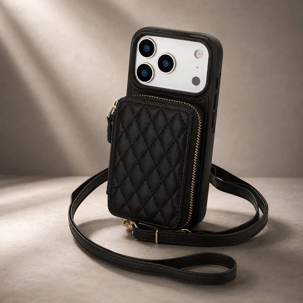 Premium iPhone Case RFID Blocking Crossbody Folio Wallet Zipper Handbag Card Holder Kickstand Wrist Strap Lanyard Magnetic Full Coverage Case Portable