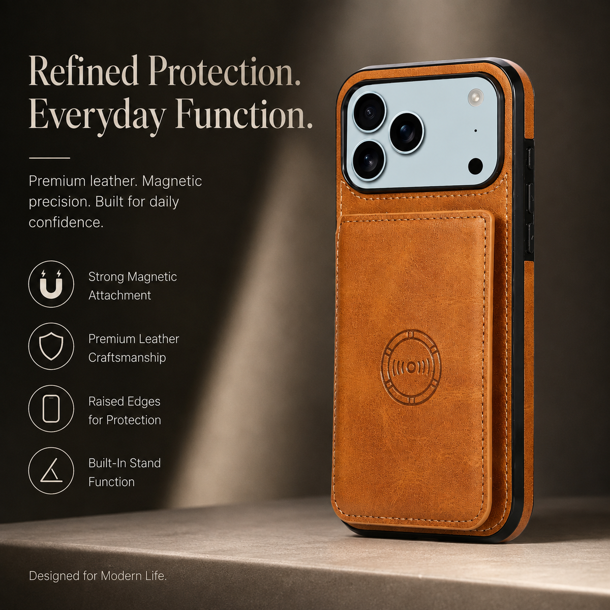 Premium iPhone Case RFID Blocking Leather Wallet Magnetic Closure Card Holder Shockproof Full Protection Anti Scratch Secure Storage Slim Cover