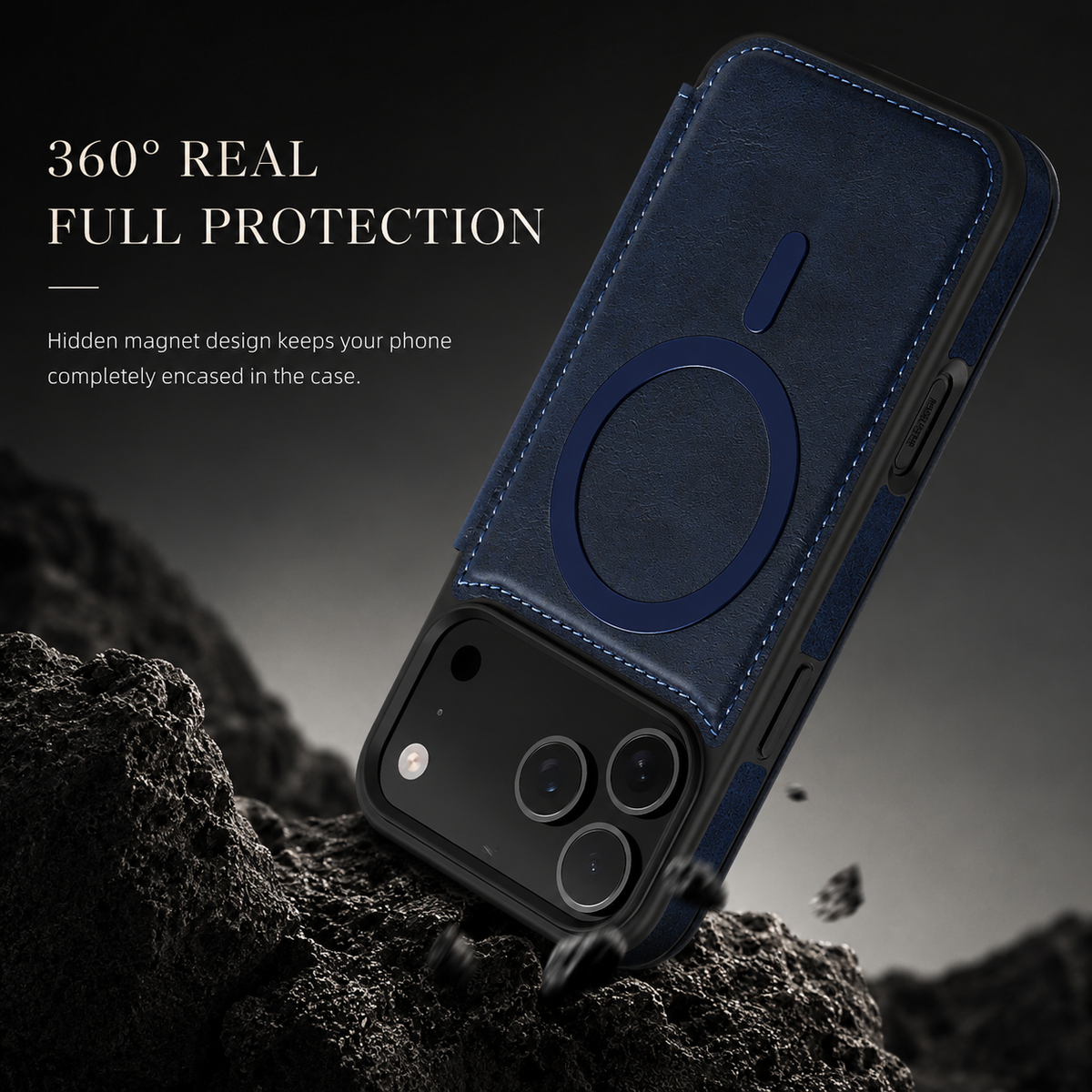 Premium iPhone Case RFID Blocking Magnetic Leather Wallet Flip Cover Card Holder Kickstand Shockproof Dual Layer Wireless Charging Protective Design