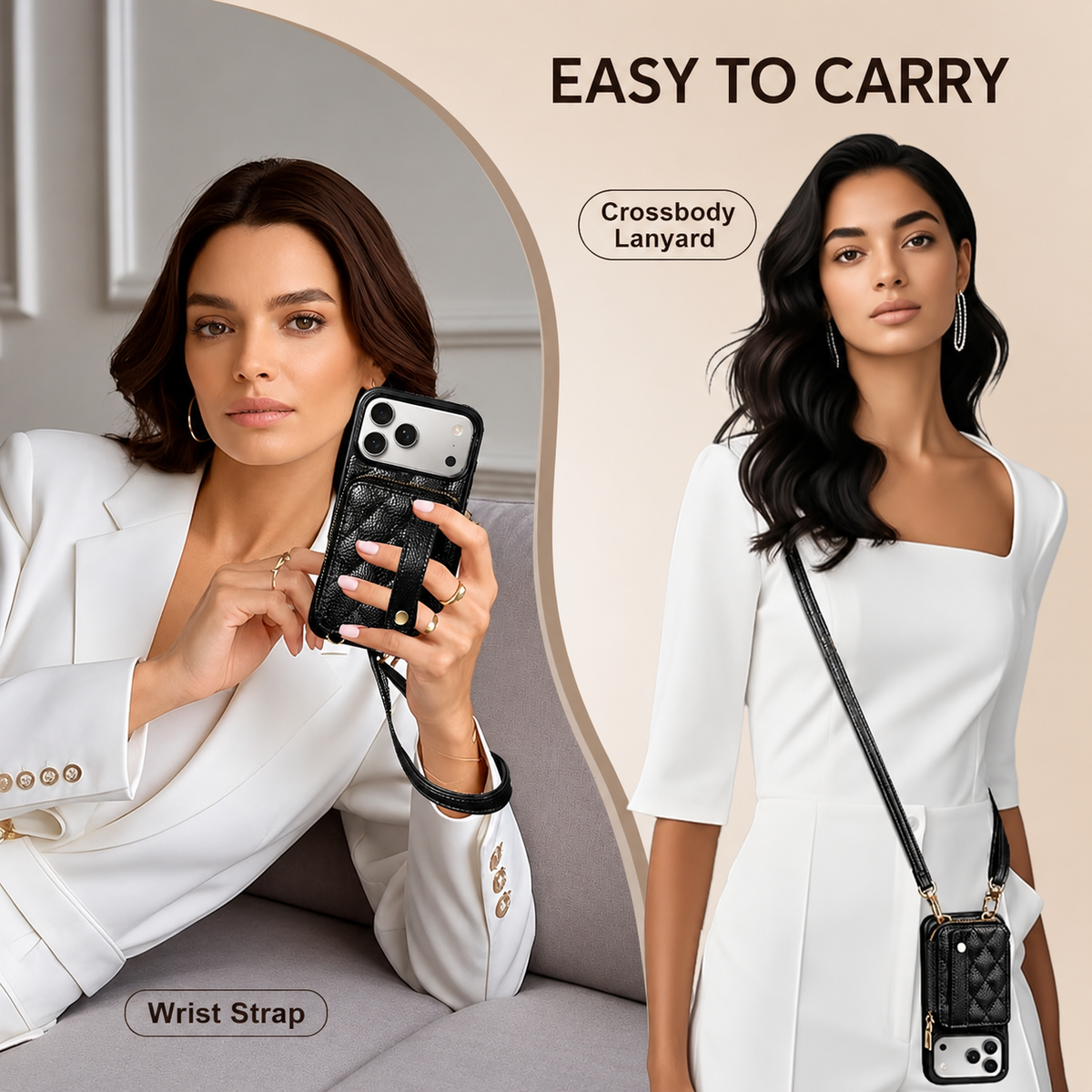 Premium iPhone Case RFID Blocking PU Leather Wallet Cover Wrist Strap Crossbody Card Holder Storage Full Protection For Travel Carry Wallet Pouch Case