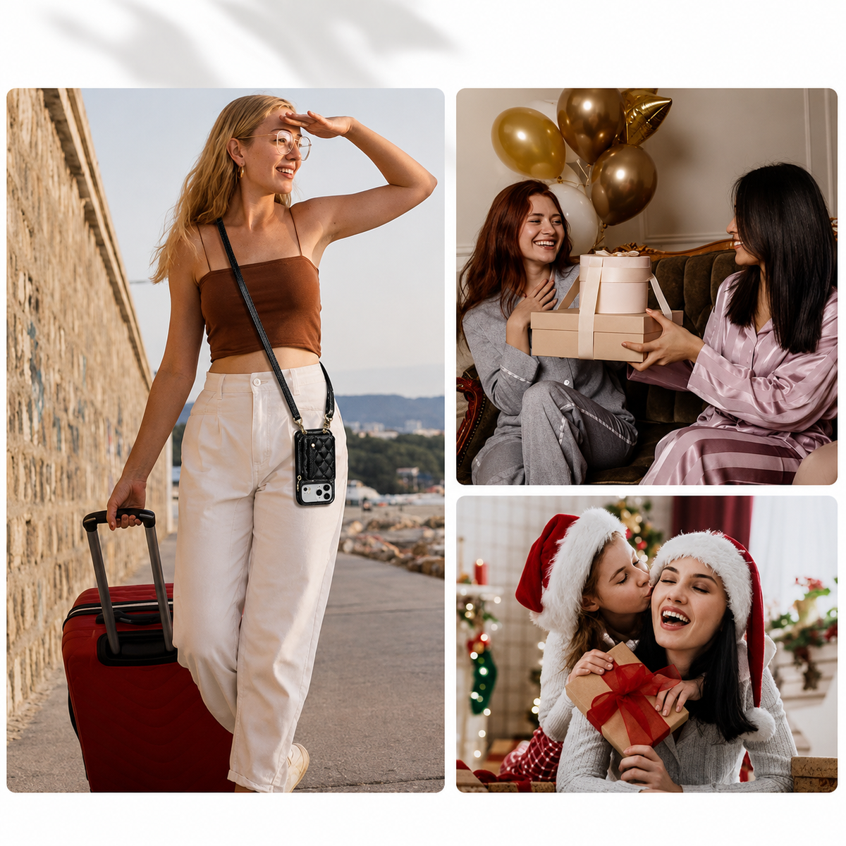Premium iPhone Case RFID Blocking PU Leather Wallet Cover Wrist Strap Crossbody Card Holder Storage Full Protection For Travel Carry Wallet Pouch Case