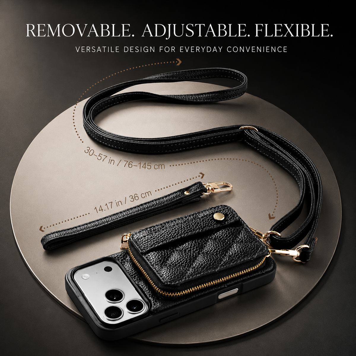 Premium iPhone Case RFID Blocking PU Leather Wallet Cover Wrist Strap Crossbody Card Holder Storage Full Protection For Travel Carry Wallet Pouch Case