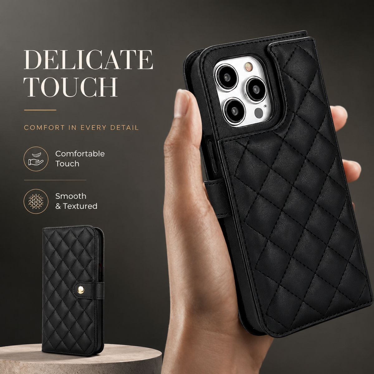 Premium iPhone Case RFID Blocking Wallet Crossbody Flip Cover PU Leather Card Holder Magnetic Closure Shockproof Protective Full Coverage Strap