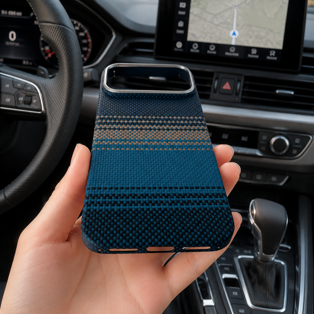 Premium iPhone Case Real 600D Carbon Fiber MagSafe Compatible Aramid Kevlar Full Coverage Waterproof Anti Scratch Matte Anti Fingerprint Slim Protective Cover