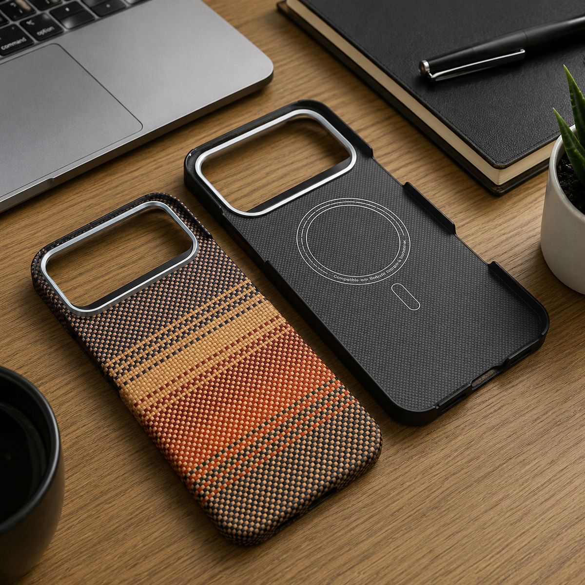 Premium iPhone Case Real 600D Carbon Fiber MagSafe Compatible Aramid Kevlar Full Coverage Waterproof Anti Scratch Matte Anti Fingerprint Slim Protective Cover