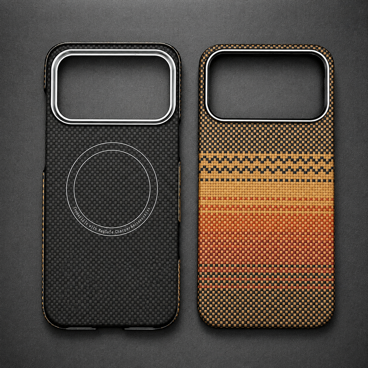Premium iPhone Case Real 600D Carbon Fiber MagSafe Compatible Aramid Kevlar Full Coverage Waterproof Anti Scratch Matte Anti Fingerprint Slim Protective Cover