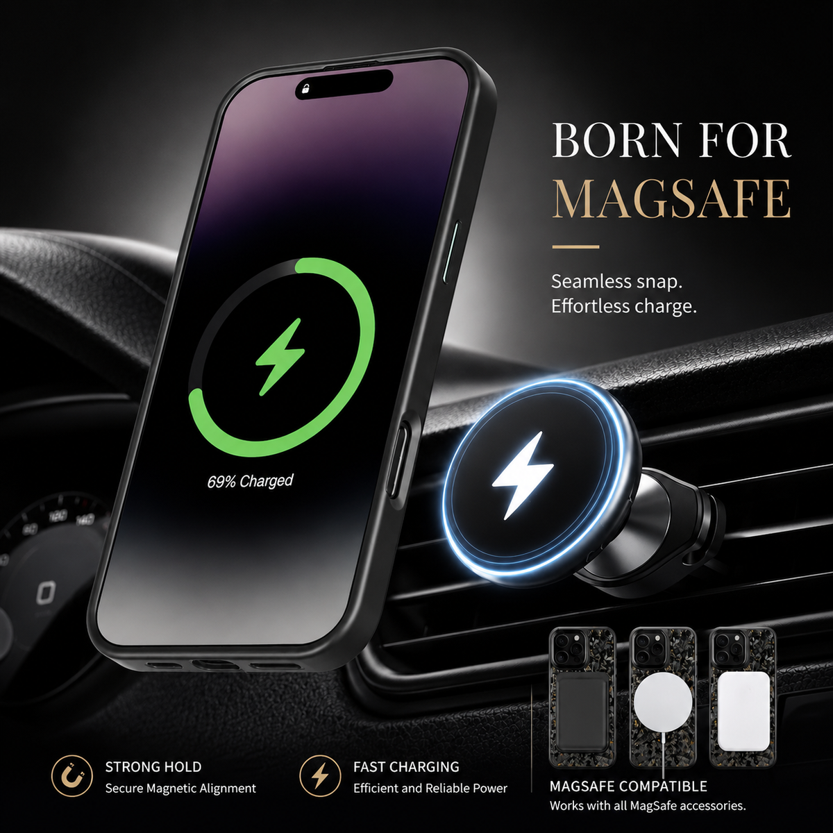 Premium iPhone Case Real Forged Carbon Fiber MagSafe Cover Metal Lens Guard Shockproof Dual Layer Anti-Fingerprint Non Slip Slim Full Protection