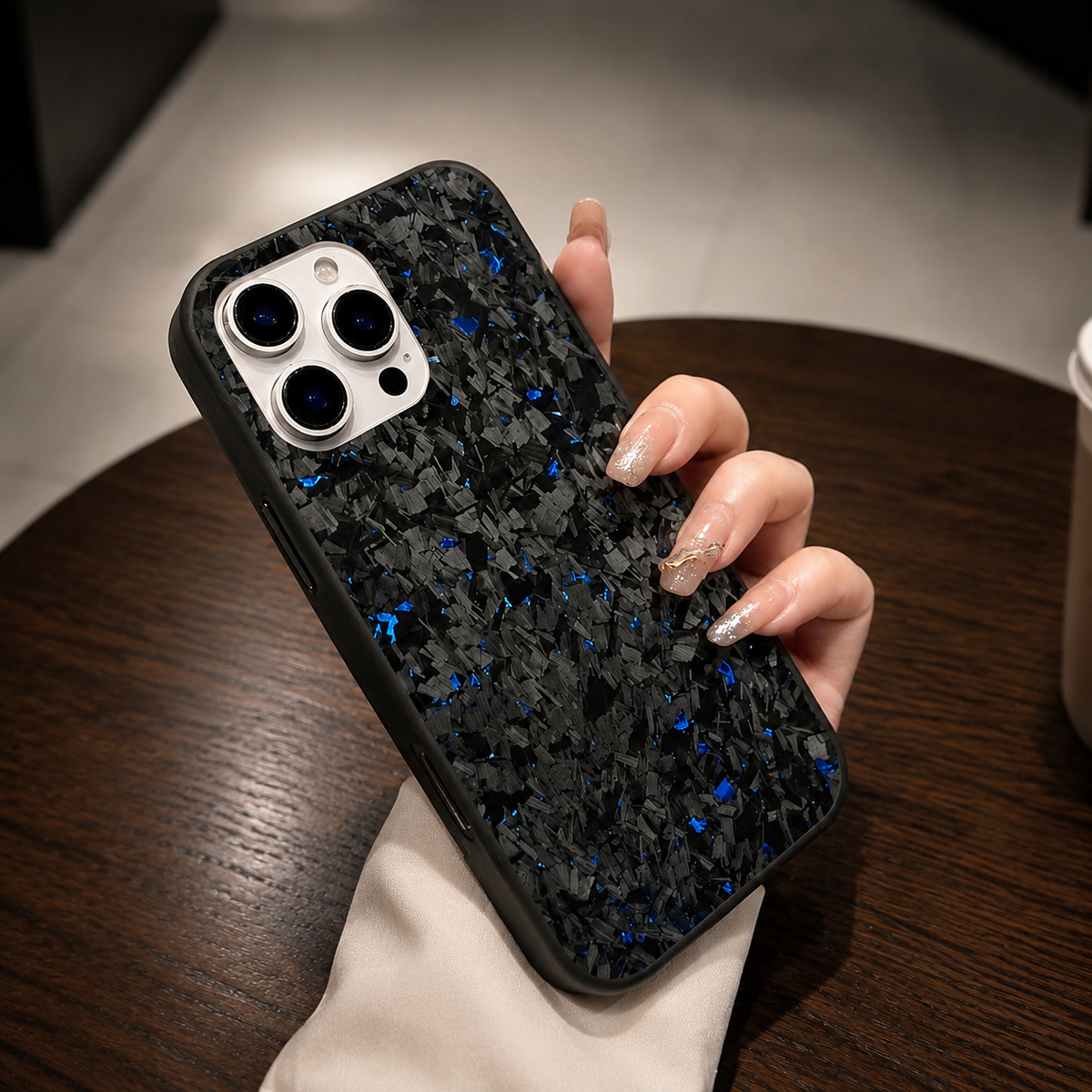 Premium iPhone Case Real Forged Carbon Fiber MagSafe Cover Metal Lens Guard Shockproof Dual Layer Anti-Fingerprint Non Slip Slim Full Protection