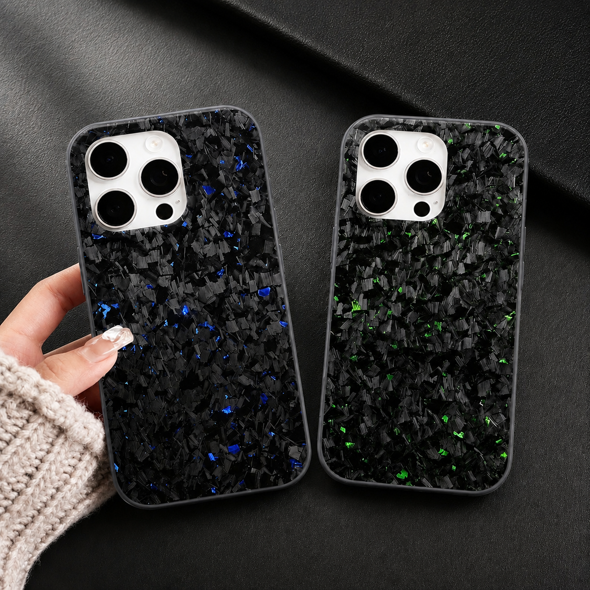 Premium iPhone Case Real Forged Carbon Fiber MagSafe Cover Metal Lens Guard Shockproof Dual Layer Anti-Fingerprint Non Slip Slim Full Protection