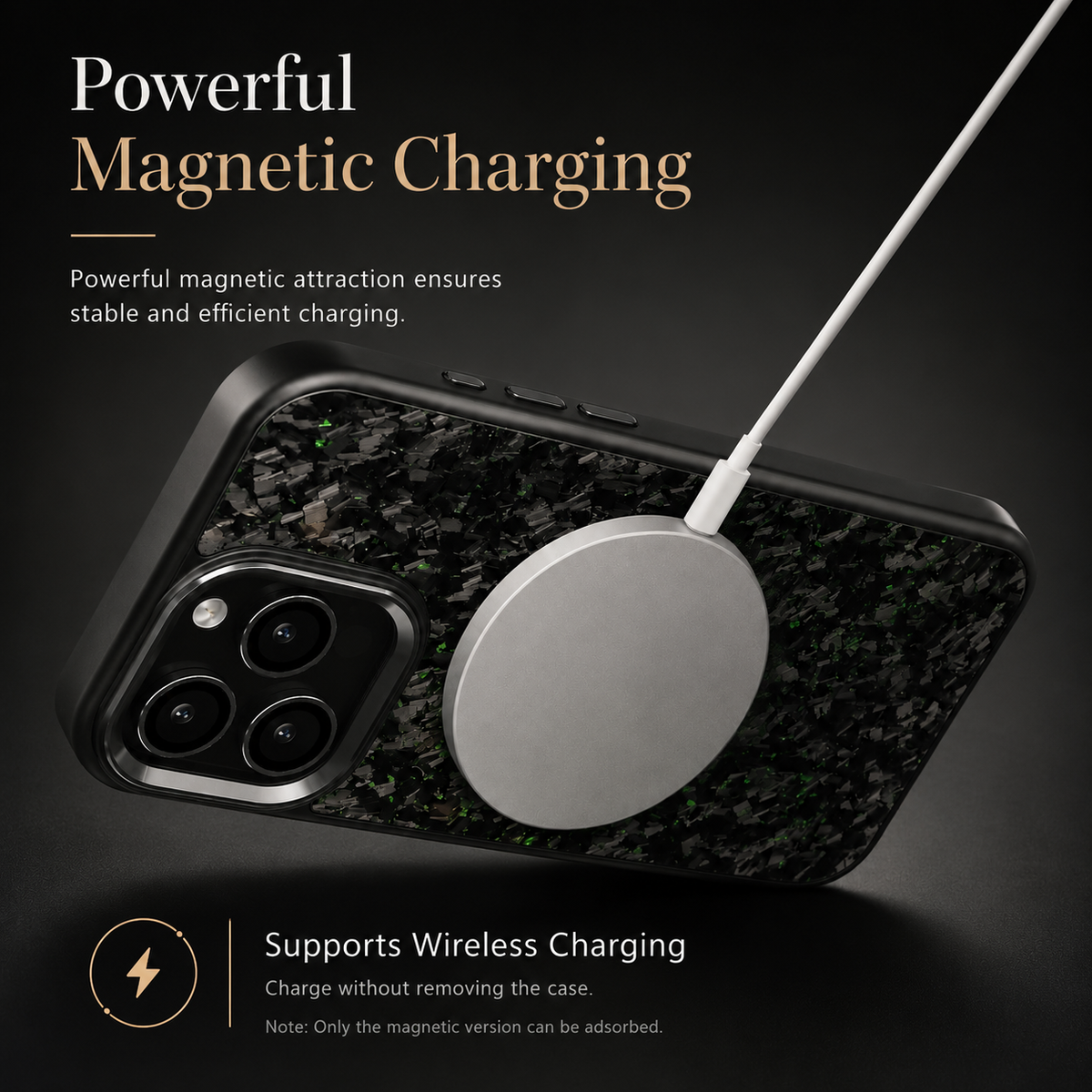 Premium iPhone Case Real Forged Carbon Fiber MagSafe Cover Metal Lens Guard Shockproof Dual Layer Anti-Fingerprint Non Slip Slim Full Protection