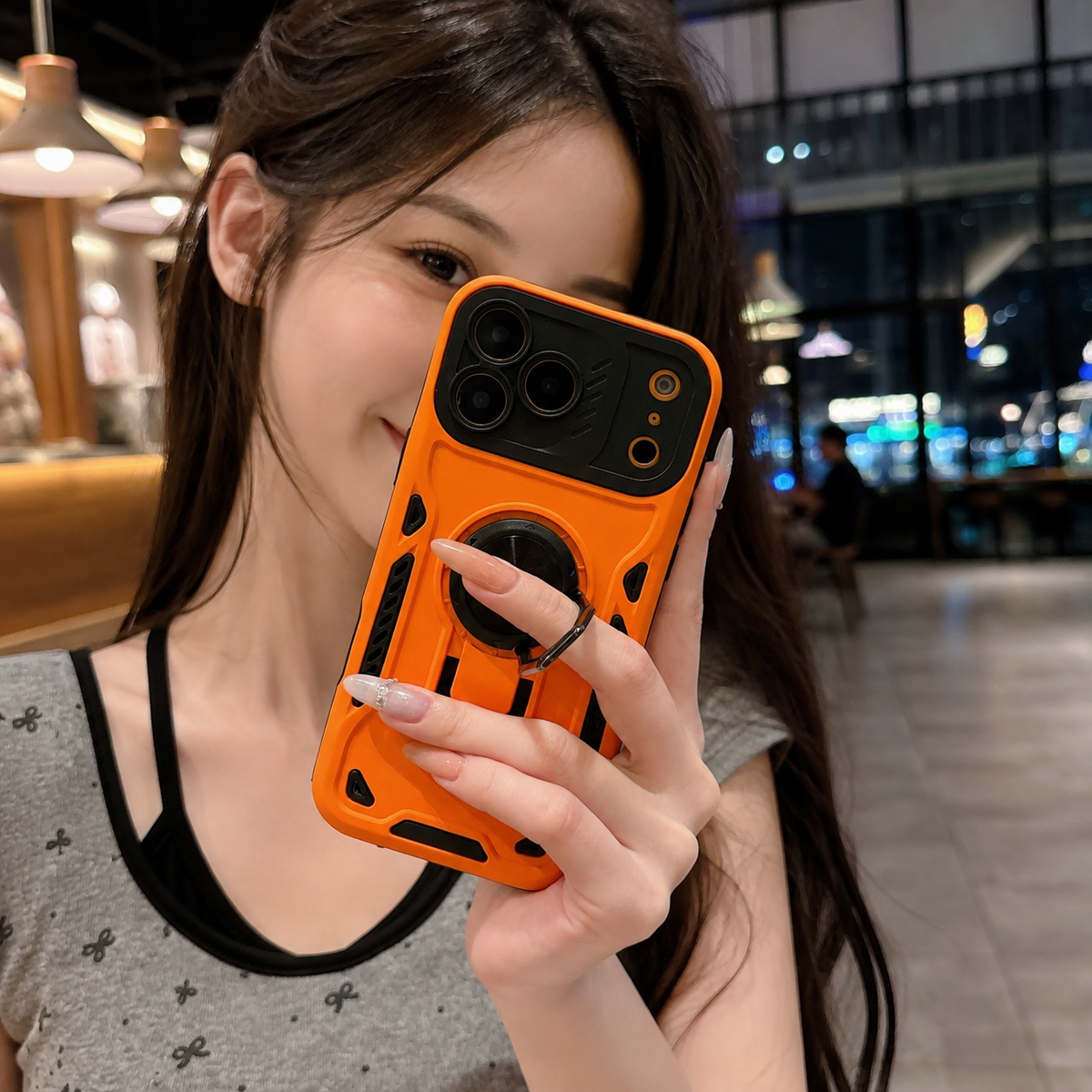 Premium iPhone Case Ring Holder Invisible Kickstand Shockproof PC TPU Protective Cover Anti Scratch Anti Fingerprint Matte Non Slip Slim Fit Stand Case