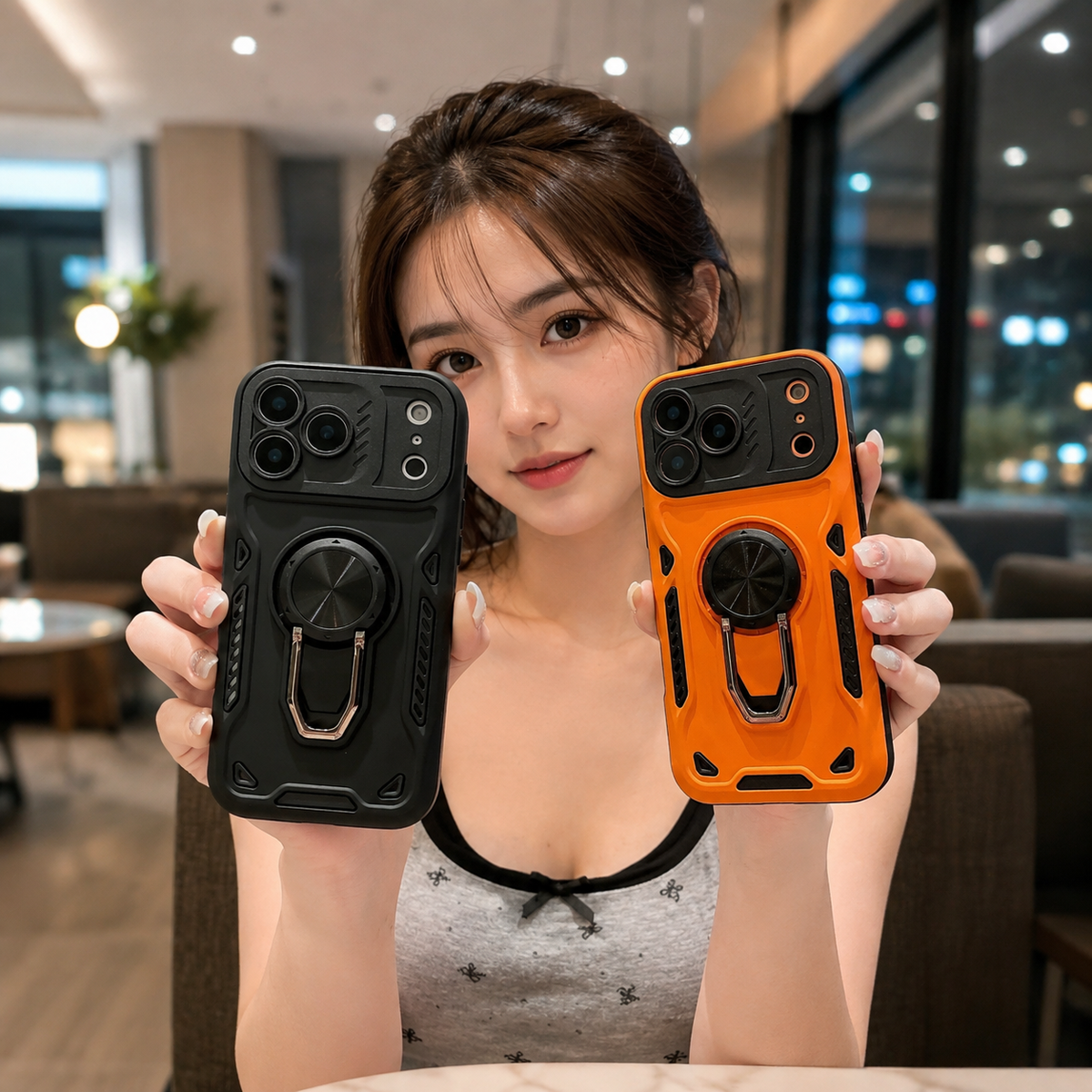 Premium iPhone Case Ring Holder Invisible Kickstand Shockproof PC TPU Protective Cover Anti Scratch Anti Fingerprint Matte Non Slip Slim Fit Stand Case