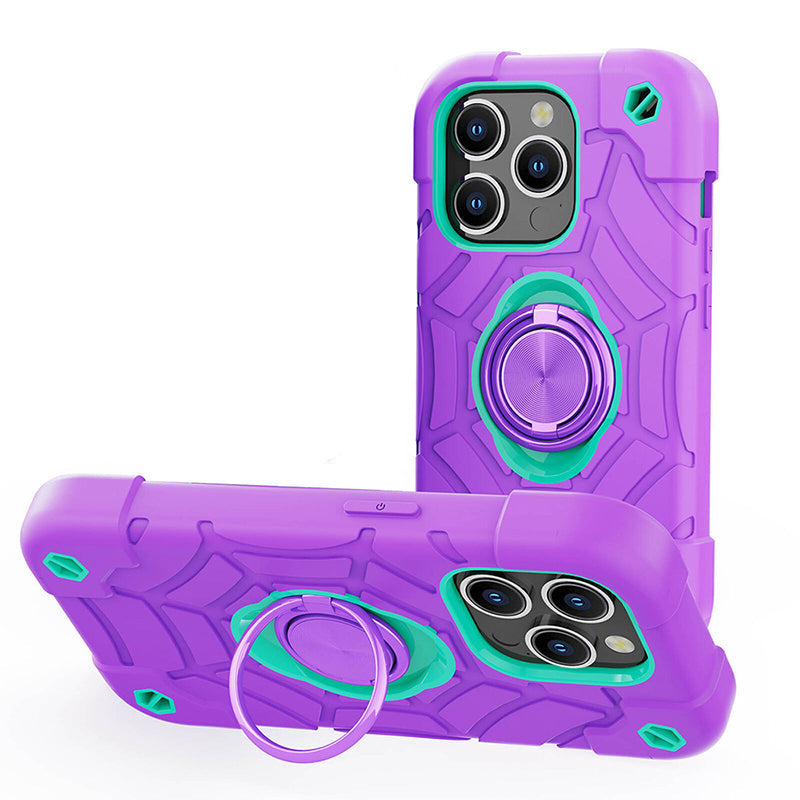 Premium iPhone Case Rugged Military Grade Dual Layer Shockproof Armor Kickstand Ring Holder Anti Slip Grip Full Protection Heavy Duty Protective Cover