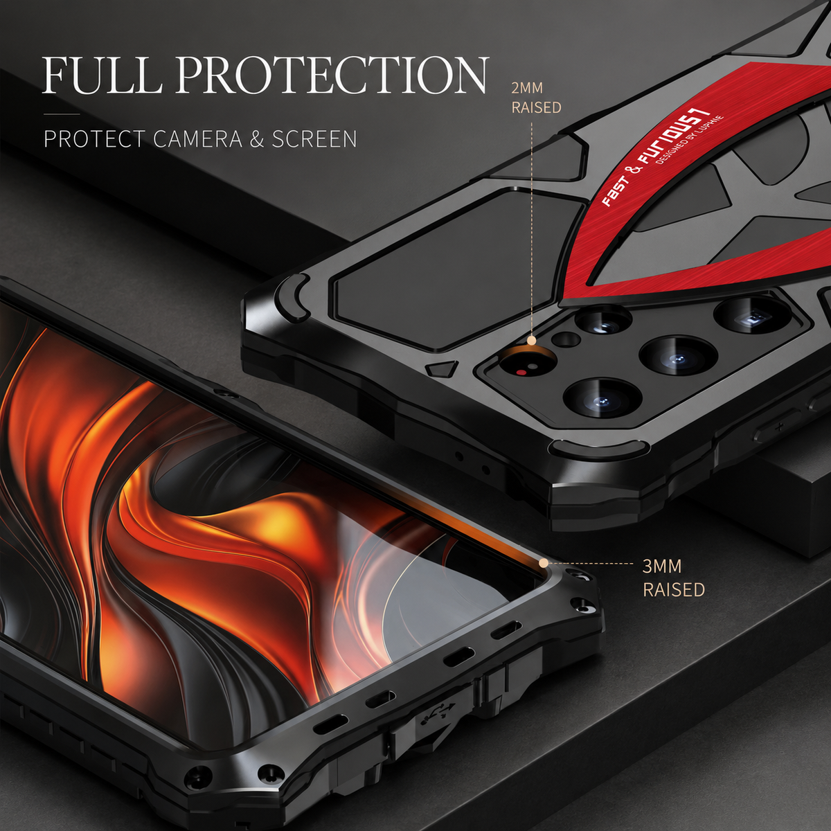 Premium iPhone Case Rugged Shockproof Metal Frame Armor Cover Anti Scratch Dustproof Full Edge Protection Reinforced Corner Grip Design