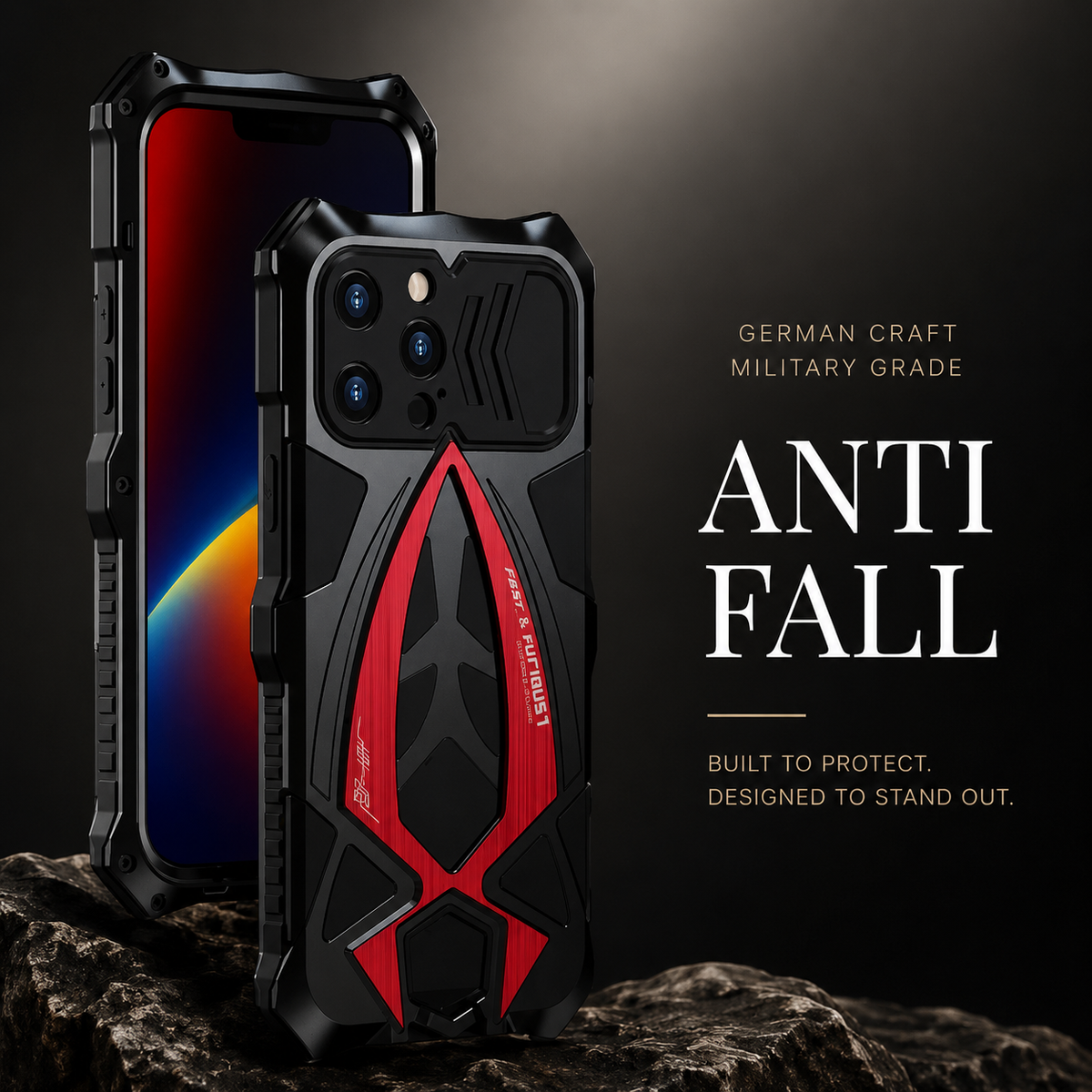 Premium iPhone Case Rugged Shockproof Metal Frame Armor Cover Anti Scratch Dustproof Full Edge Protection Reinforced Corner Grip Design