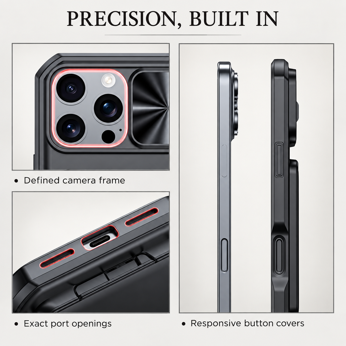 Premium iPhone Case Rugged Wallet 3-4 Card Holder Slide Camera Guard Kickstand Wrist Strap Shockproof Anti Drop Durable Full Protective Phone Cover Case