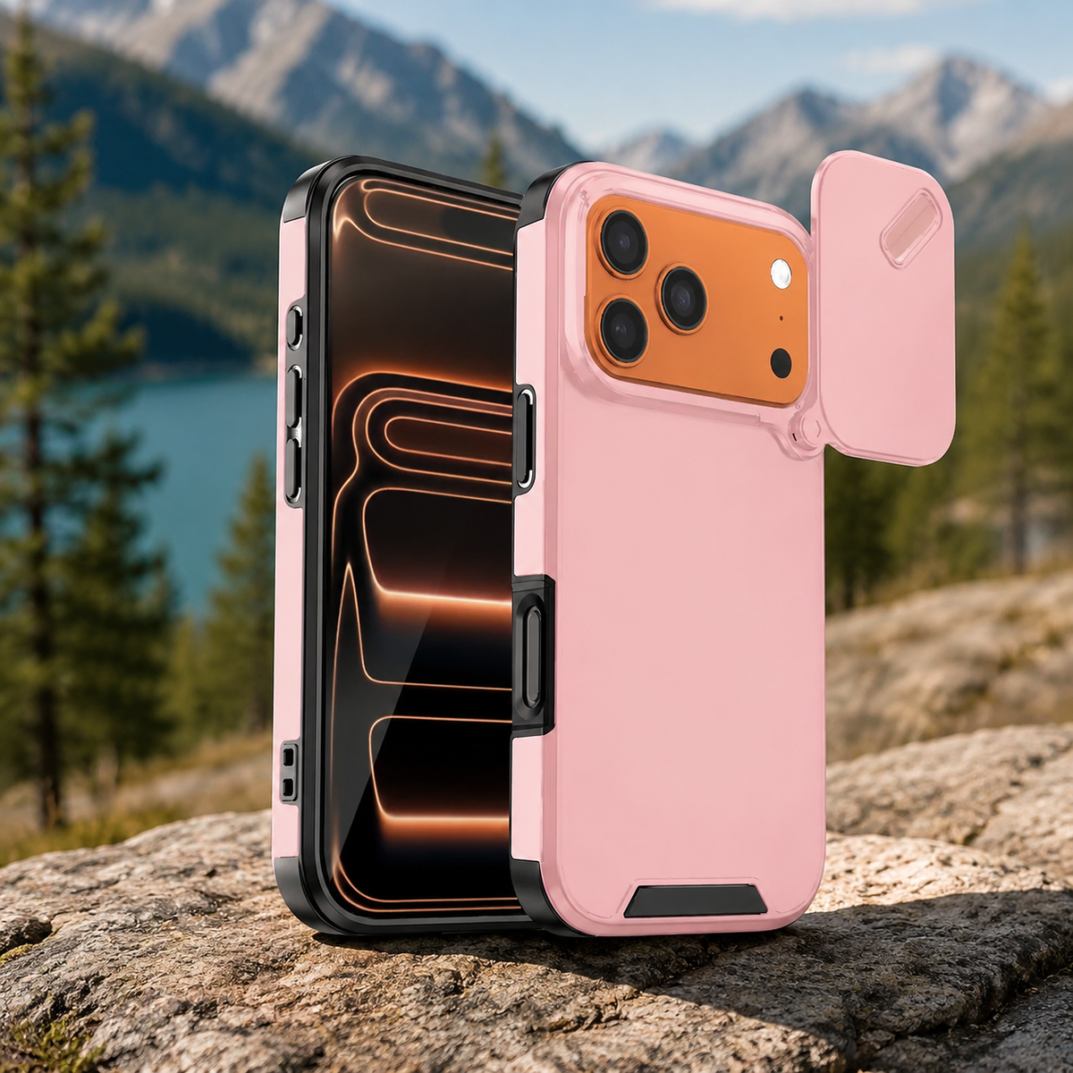Premium iPhone Case Shockproof PC TPU Dual Layer Slide Camera Cover Anti Collision Raised Edge Protection Slim Full Coverage Durable Protective Design