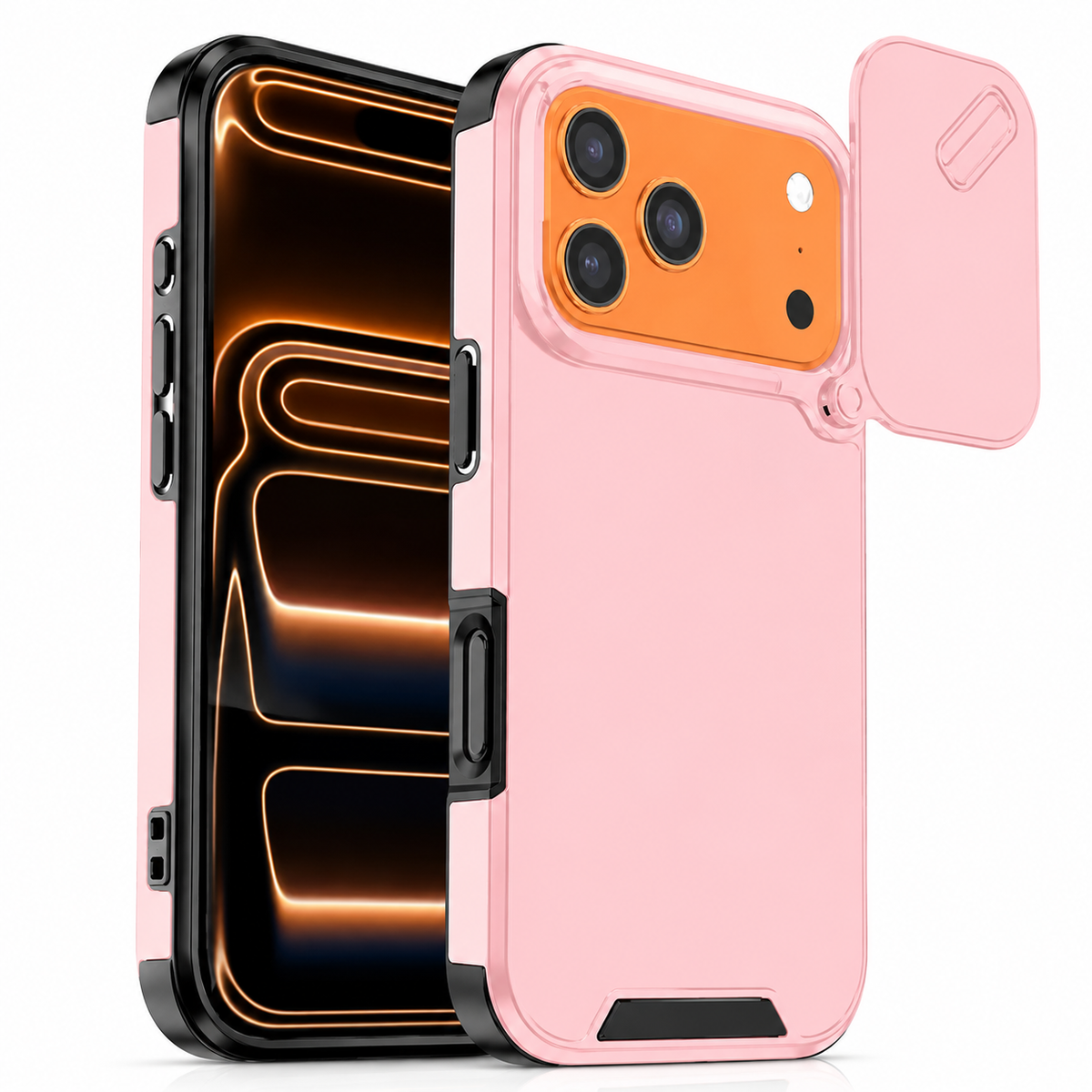 Premium iPhone Case Shockproof PC TPU Dual Layer Slide Camera Cover Anti Collision Raised Edge Protection Slim Full Coverage Durable Protective Design