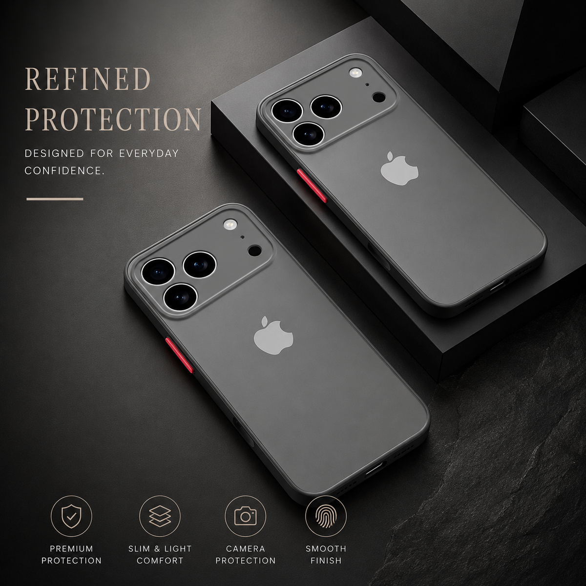 Premium iPhone Case Shockproof Translucent Armor Protective Cover Matte PC TPU Bumper Anti Fingerprint Anti Scratch Slim Lightweight Rugged Design