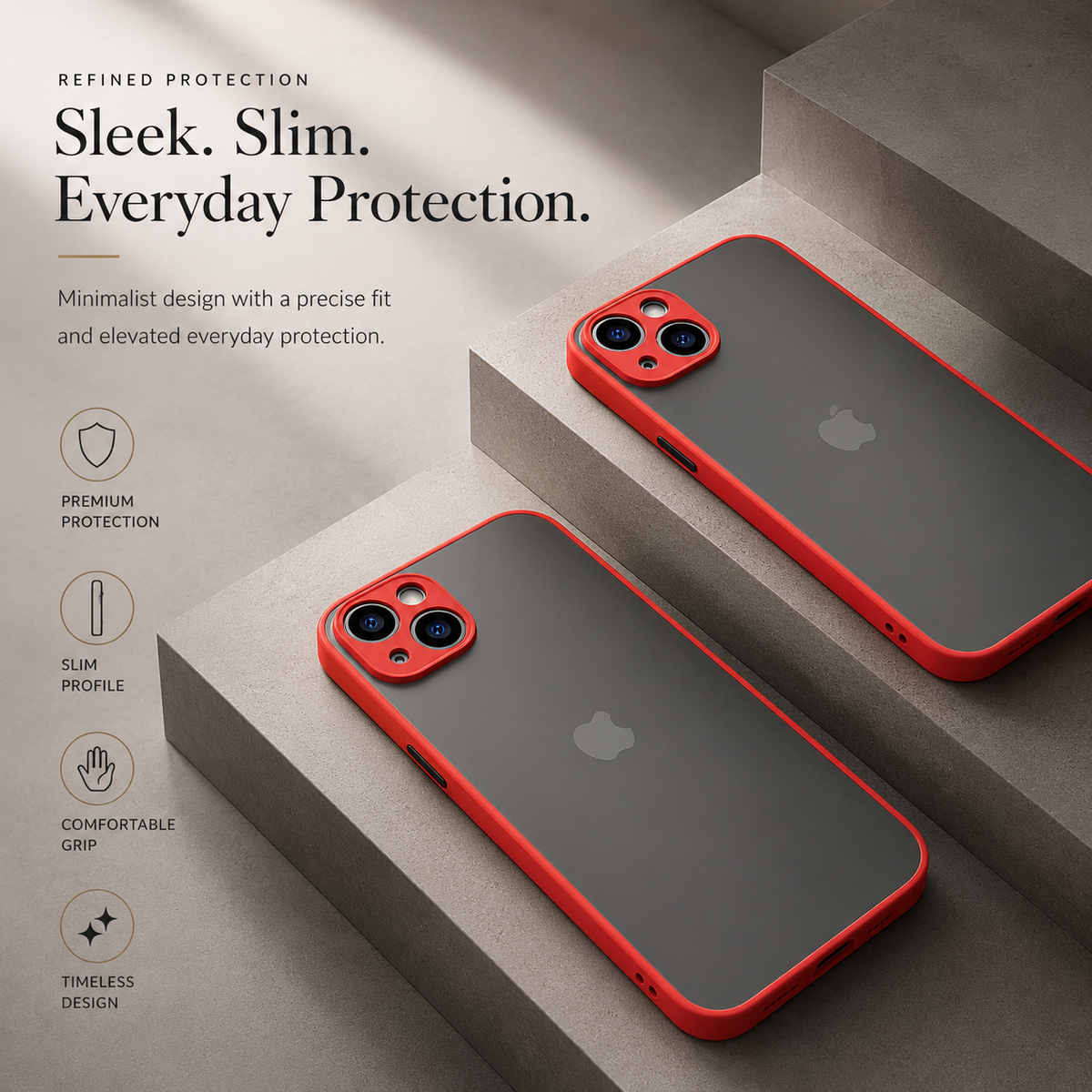 Premium iPhone Case Shockproof Translucent Armor Protective Cover Matte PC TPU Bumper Anti Fingerprint Anti Scratch Slim Lightweight Rugged Design