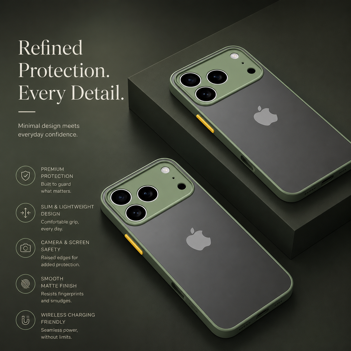 Premium iPhone Case Shockproof Translucent Armor Protective Cover Matte PC TPU Bumper Anti Fingerprint Anti Scratch Slim Lightweight Rugged Design