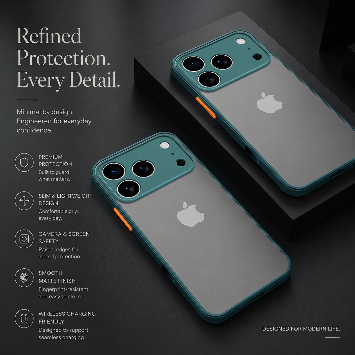 Premium iPhone Case Shockproof Translucent Armor Protective Cover Matte PC TPU Bumper Anti Fingerprint Anti Scratch Slim Lightweight Rugged Design