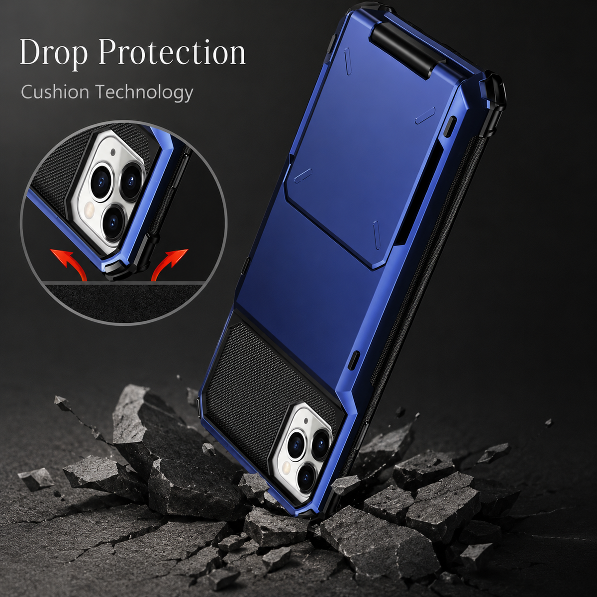 Premium iPhone Case Slide Wallet Card Case Shockproof Dual Layer PC Cover Non Slip Anti Scratch Business Protective Full Coverage Magnetic Slim Design